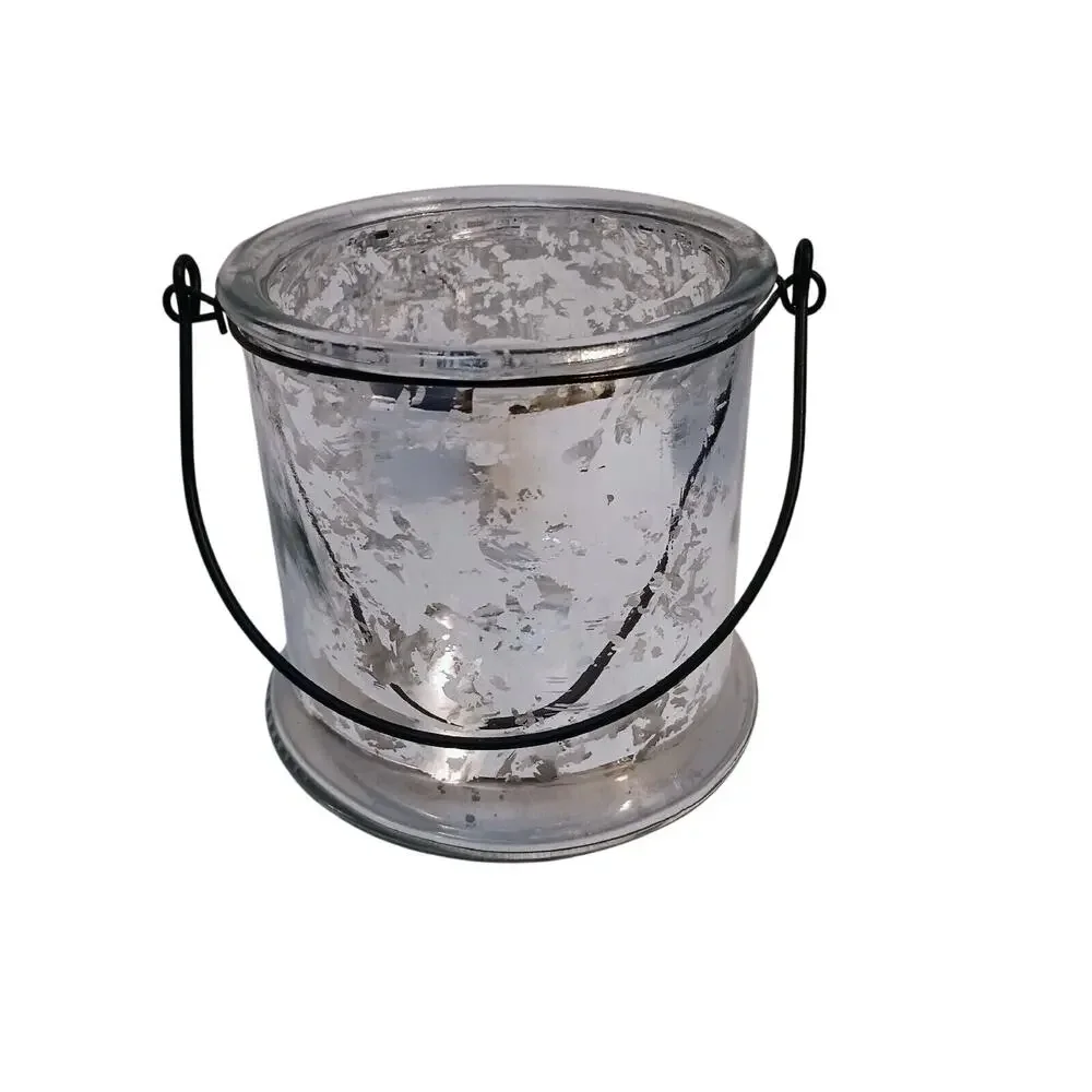 Silver‎ Leaf Candle  Holder Canister 5